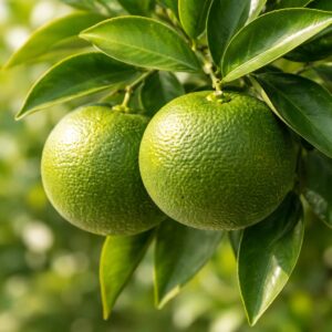 Kabosu Japanese citrus growing on tree