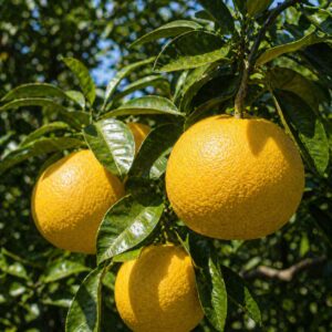 Natsumikan Japanese citrus growing on tree