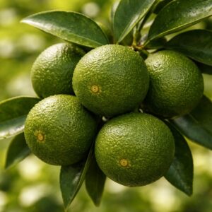 Sudachi Japanese citrus growing on tree