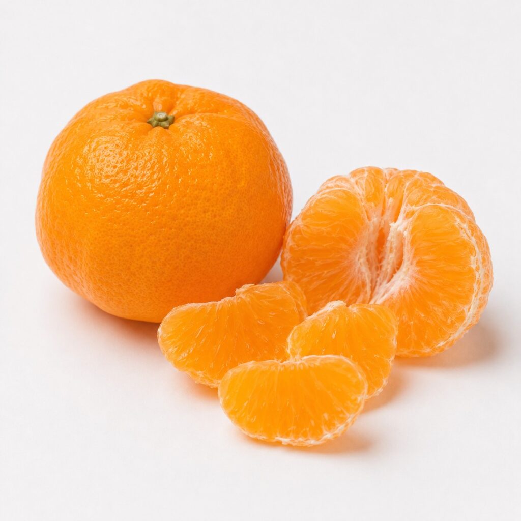 Harumi Japanese citrus with soft peeled segments on white background
