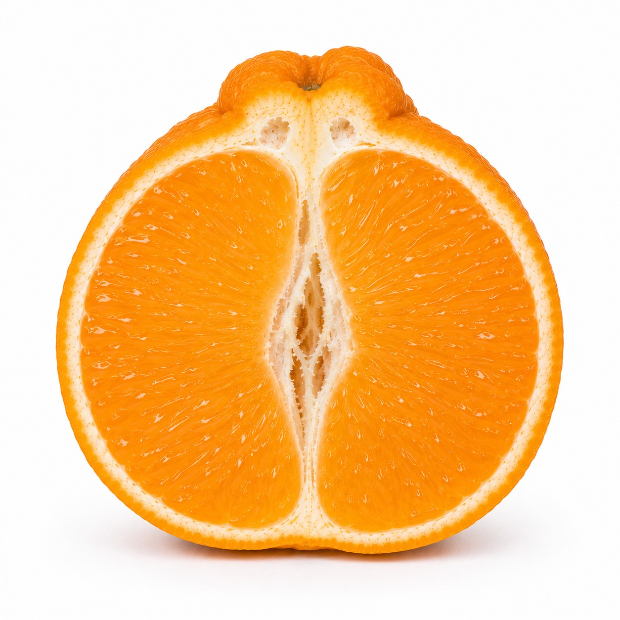 Dekopon Japanese citrus vertical cut
