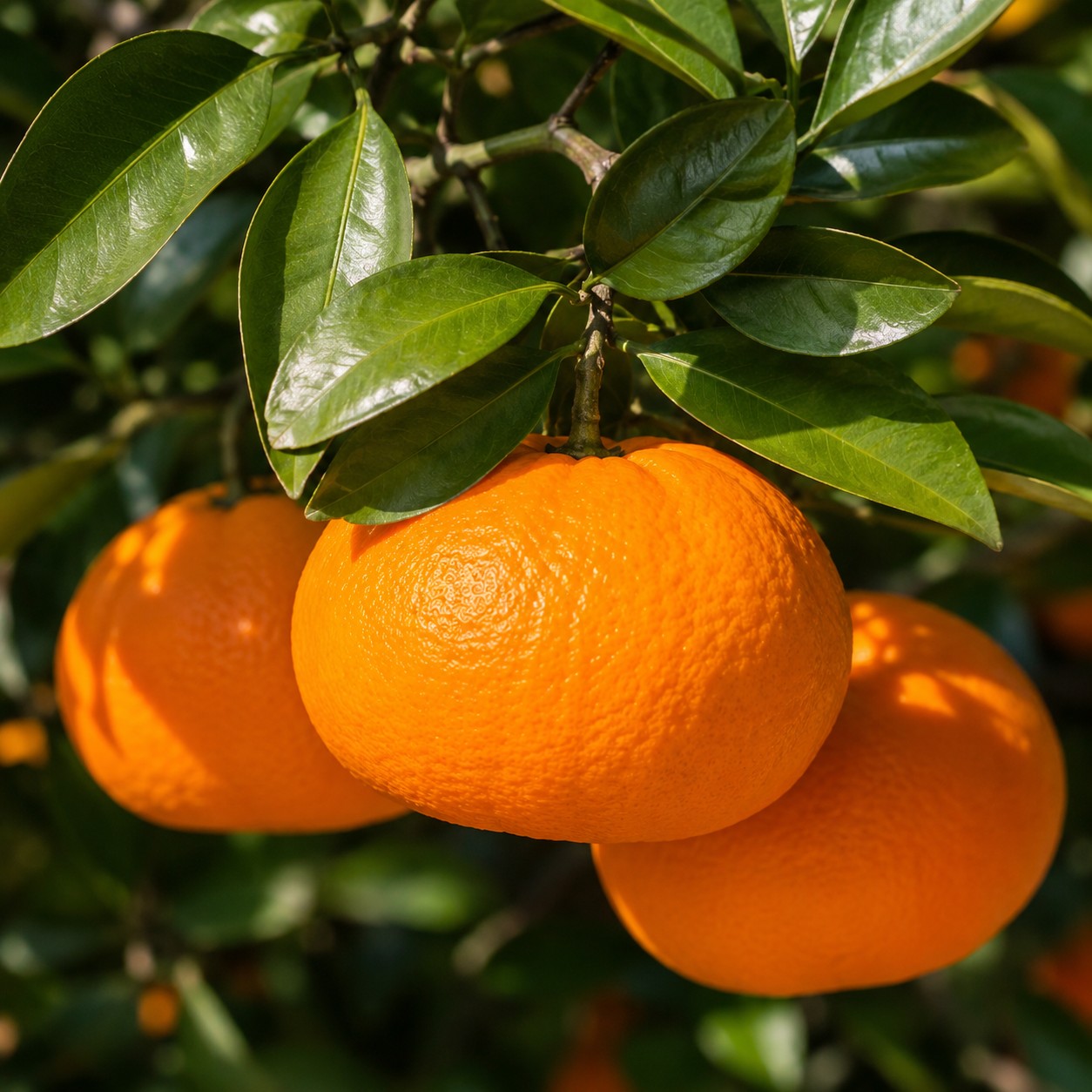 Ponkan Japanese citrus growing on tree