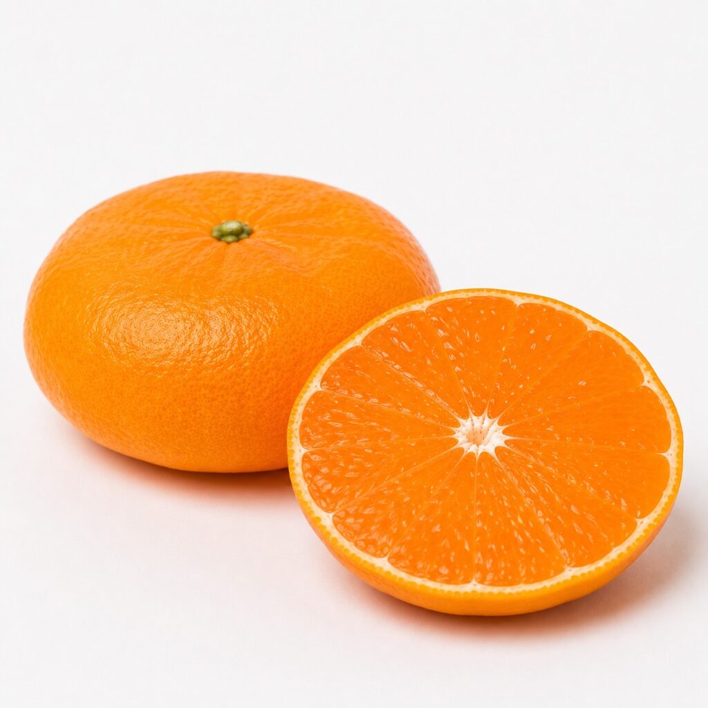 Kanpei Japanese citrus whole and half cut with dense sweet flesh