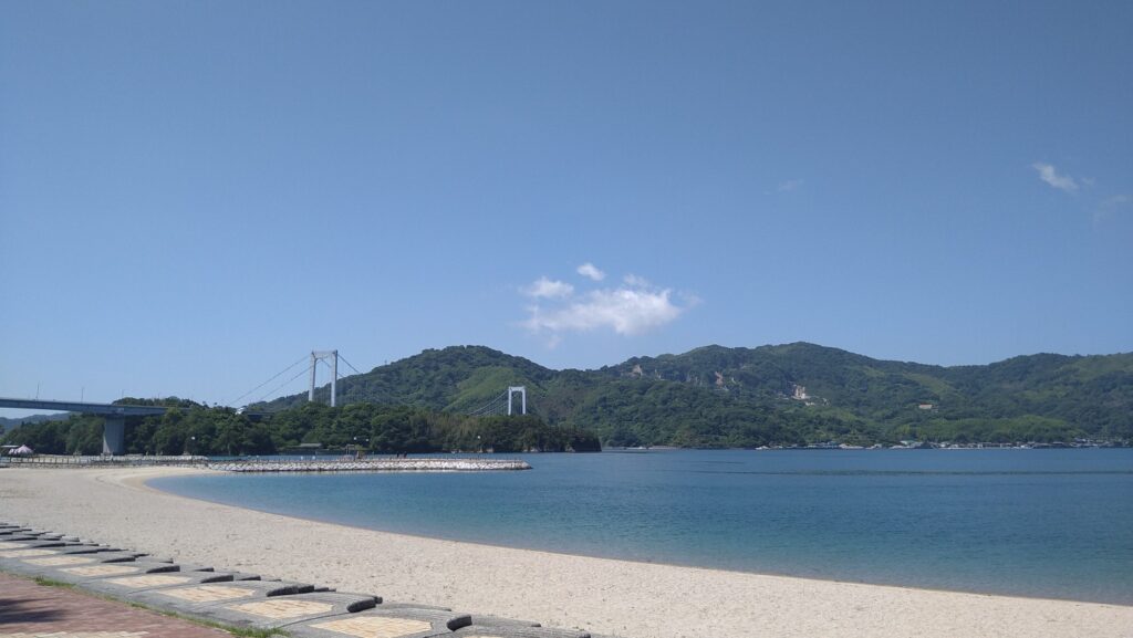 Coastal landscape in Ehime Prefecture Japan near Japanese citrus growing regions