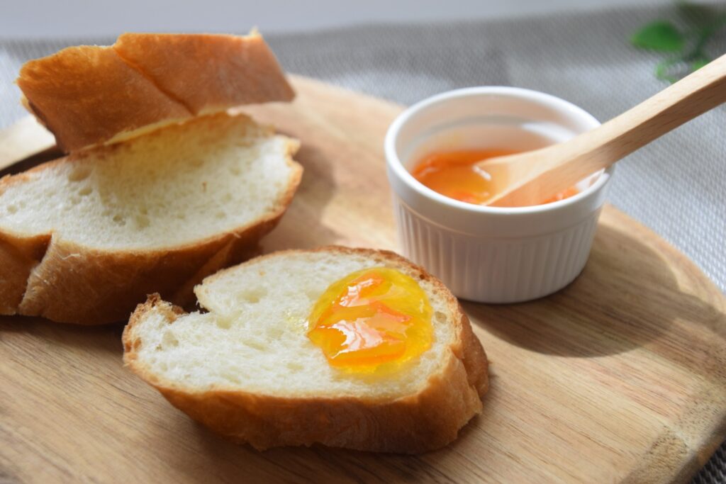 Japanese citrus marmalade served on fresh bread